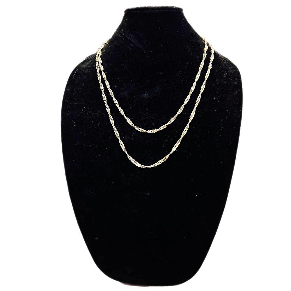 Extra Long Silver-toned Twisted Chain Necklace